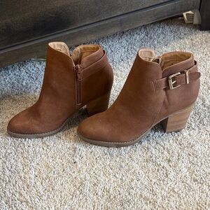Express Tan Ankle Booties with Buckle